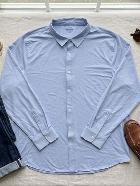 J Crew All-Day Performance Shirt Mens XXL  Blue Long Sleeve Button Up Comfort